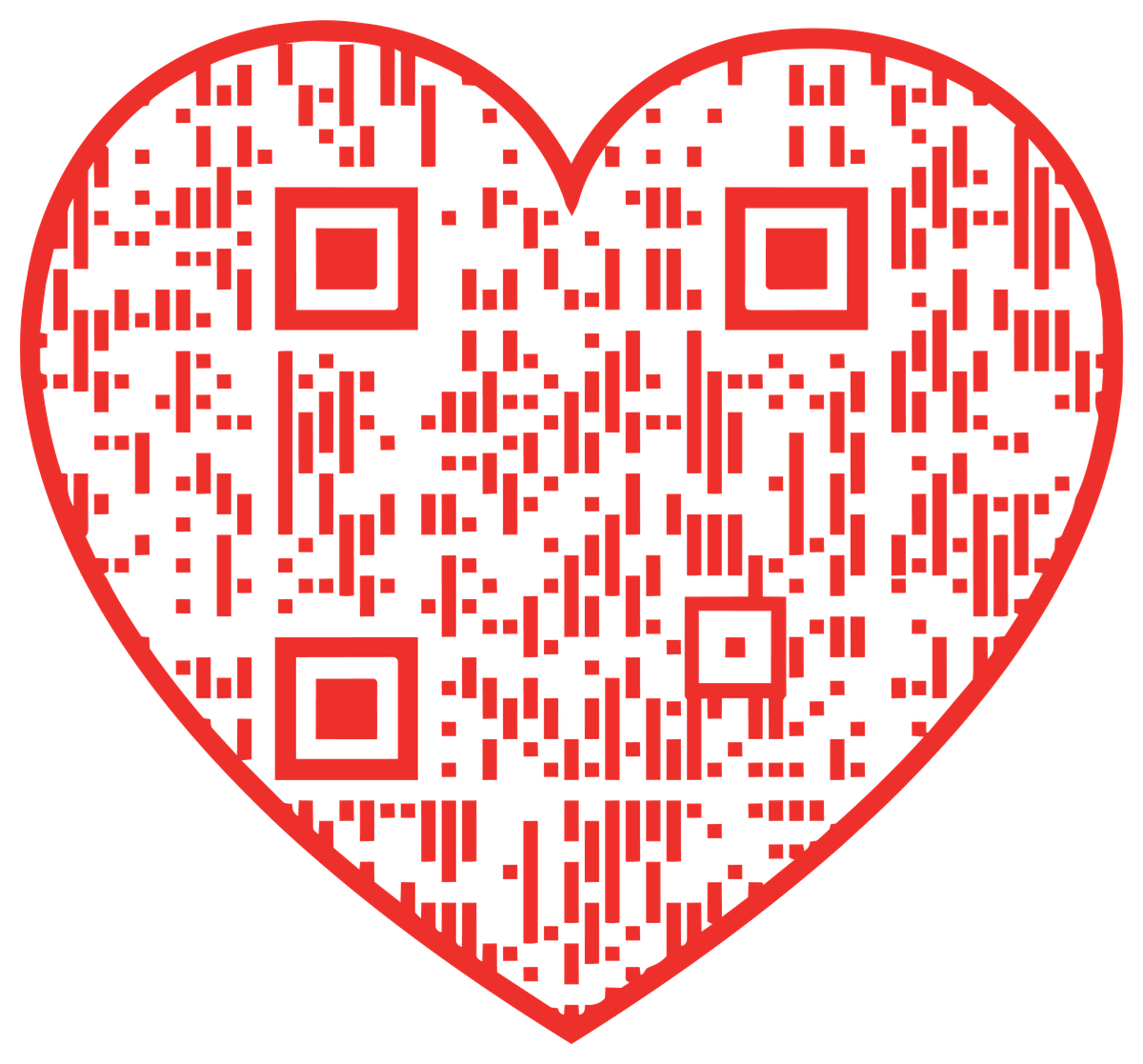 Heart-shaped QR code linking to Rotary Kraków – Bridge of Unity